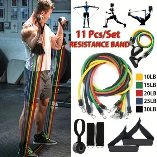 Kit de musculation Toppo bandes de résistance 11 pièces
